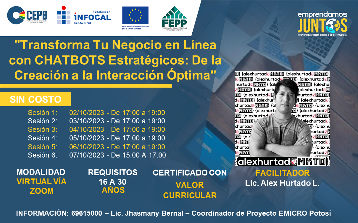 Course Image TRANSFORMA TU NEGOCIO EN LÍNEA CON CHATBOTS ESTRATÉGICOS: DE LA CREACIÓN A LA INTERACCIÓN ÓPTIMA